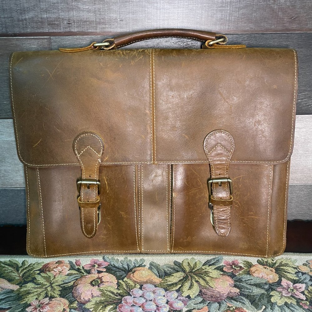Connor Briefcase Men's Laptop Messenger is Crafted From Crazy Horse Leather